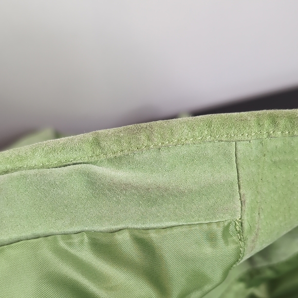 Vintage Women's Passports Lime Green Quilted Leather Suede Jacket 14 - Picture 10 of 16